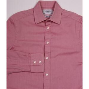 Charles Tyrwhitt Slim Fit Red Tic Woven Cotton Dress Shirt (37) 14.5-33